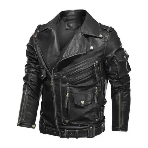 fashion Winter Winter Mens Leather Jacket Men Fashion Motorcycle PU Leather Jacket Cool Zipper Pockets Leather Coats Clothing